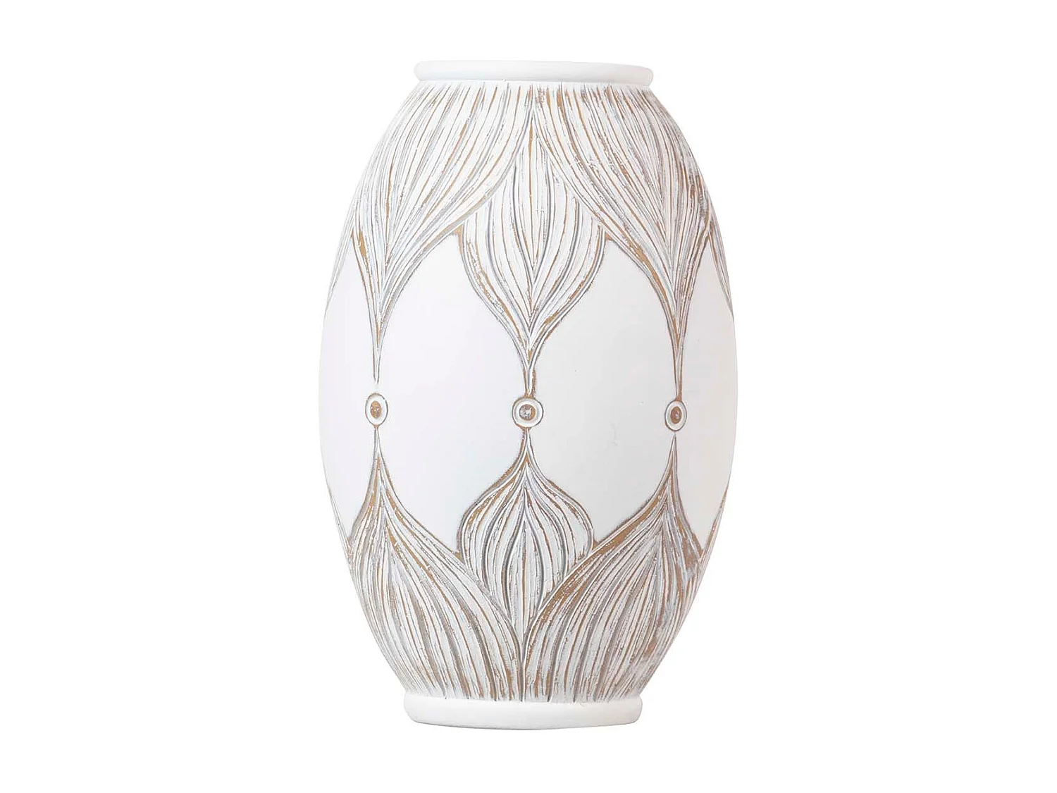 Florero Resina Blanco Marron 22x22x36 Cm