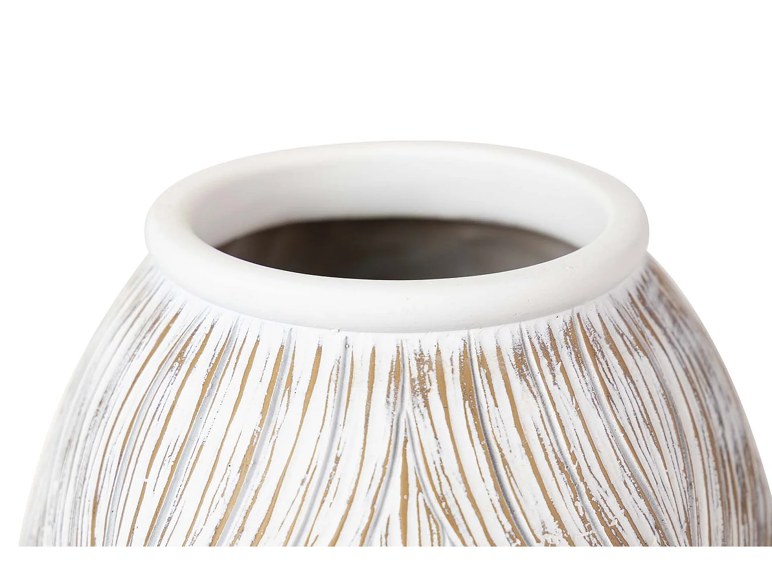 Florero Resina Blanco Marron 22x22x36 Cm