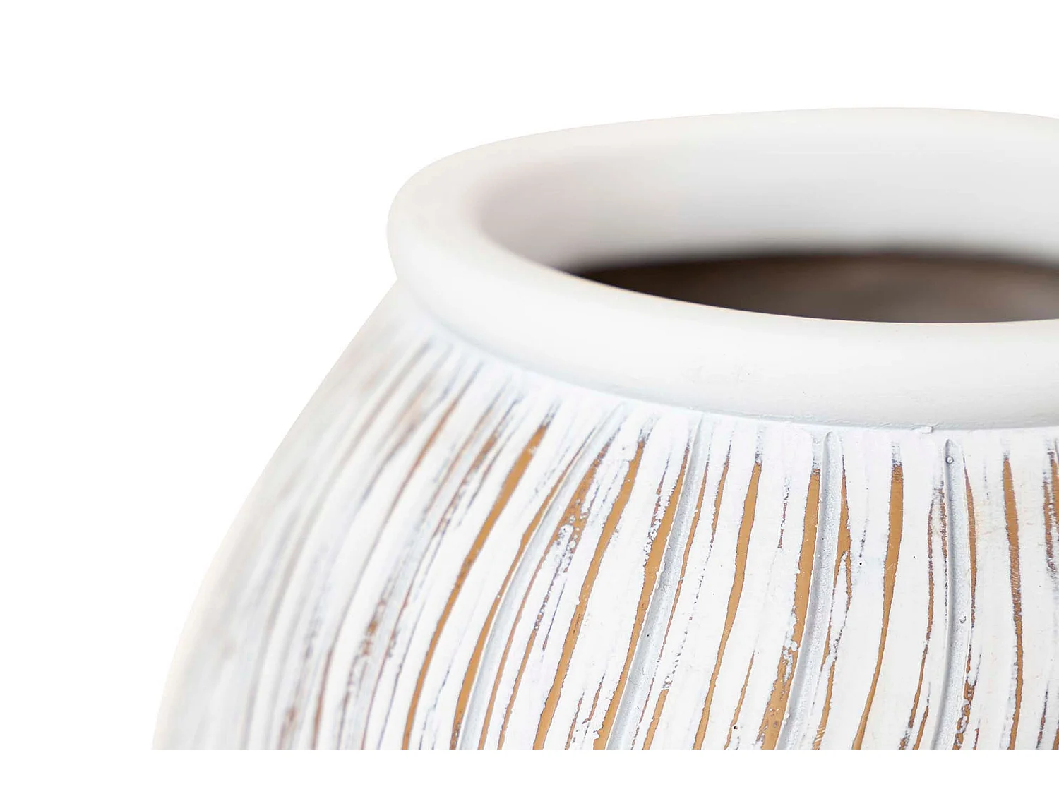 Florero Resina Blanco Marron 22x22x36 Cm