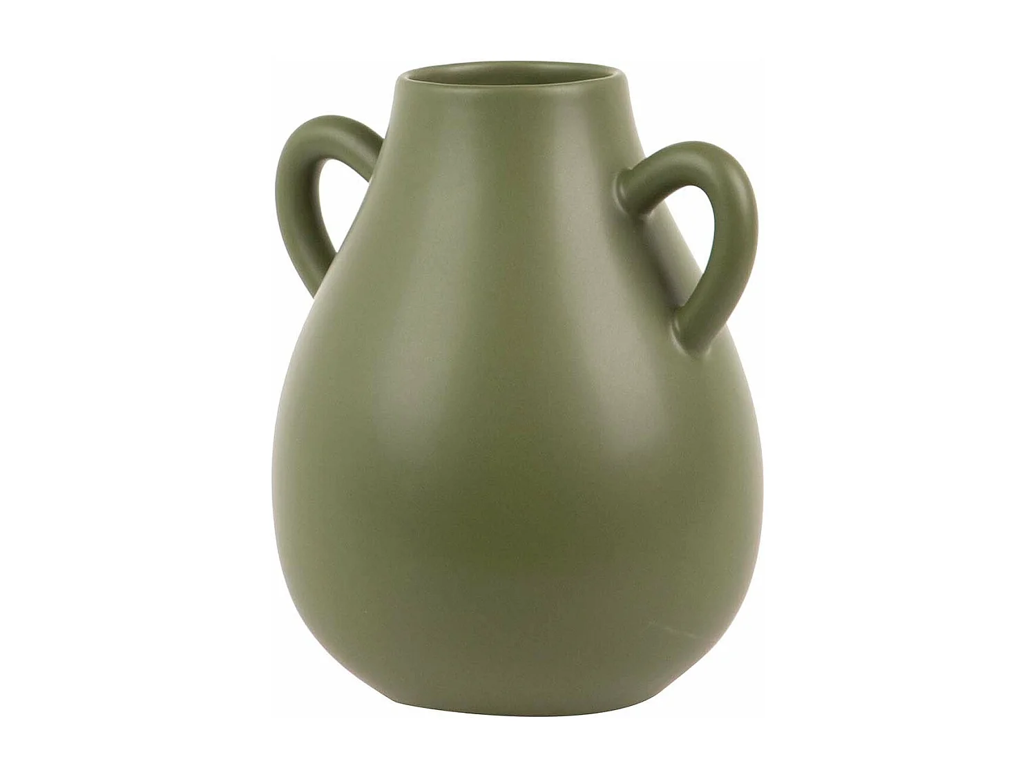 Florero Ceramica Asas Verde Mate 20x17x22 Cm