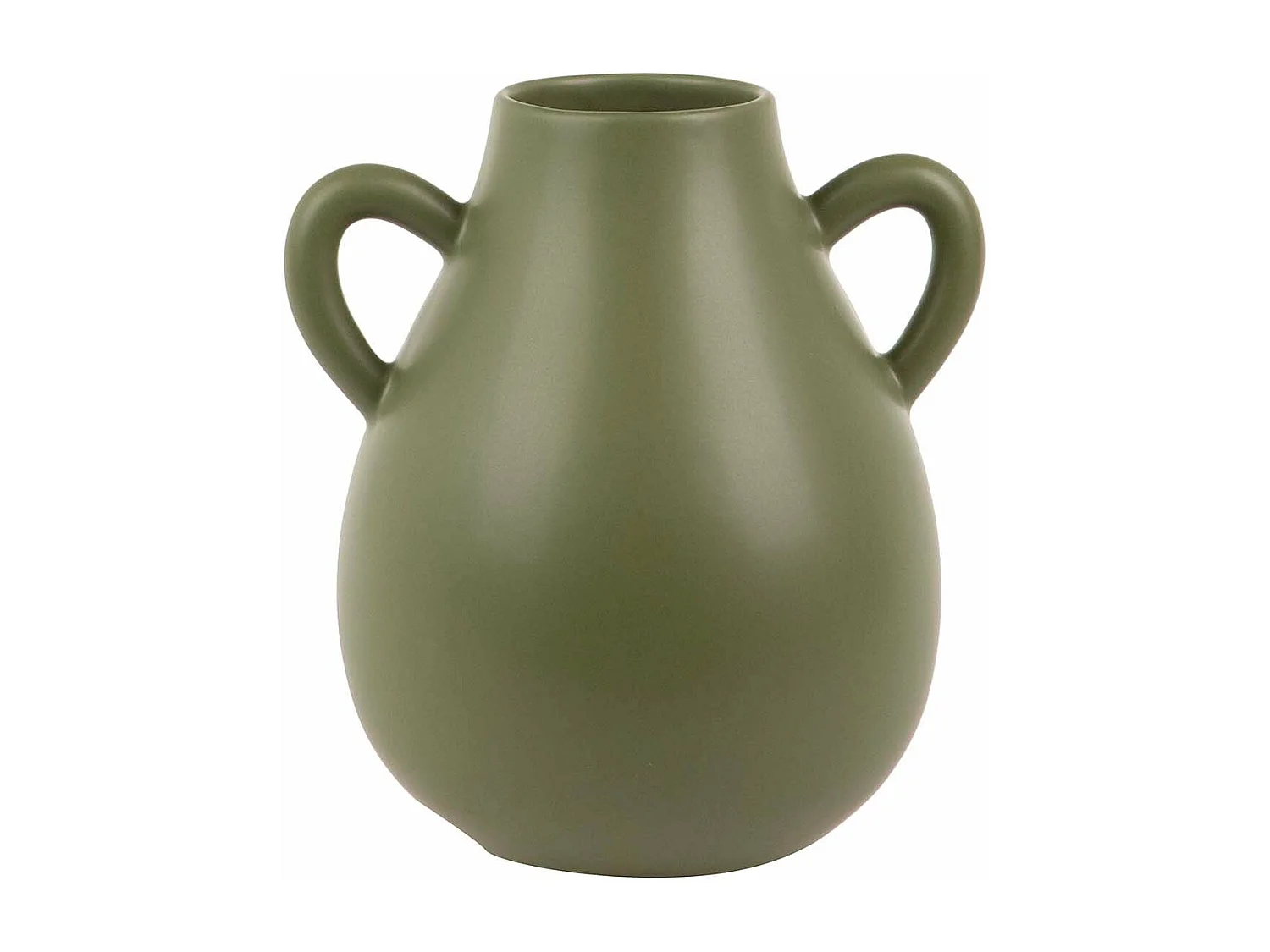 Florero Ceramica Asas Verde Mate 20x17x22 Cm