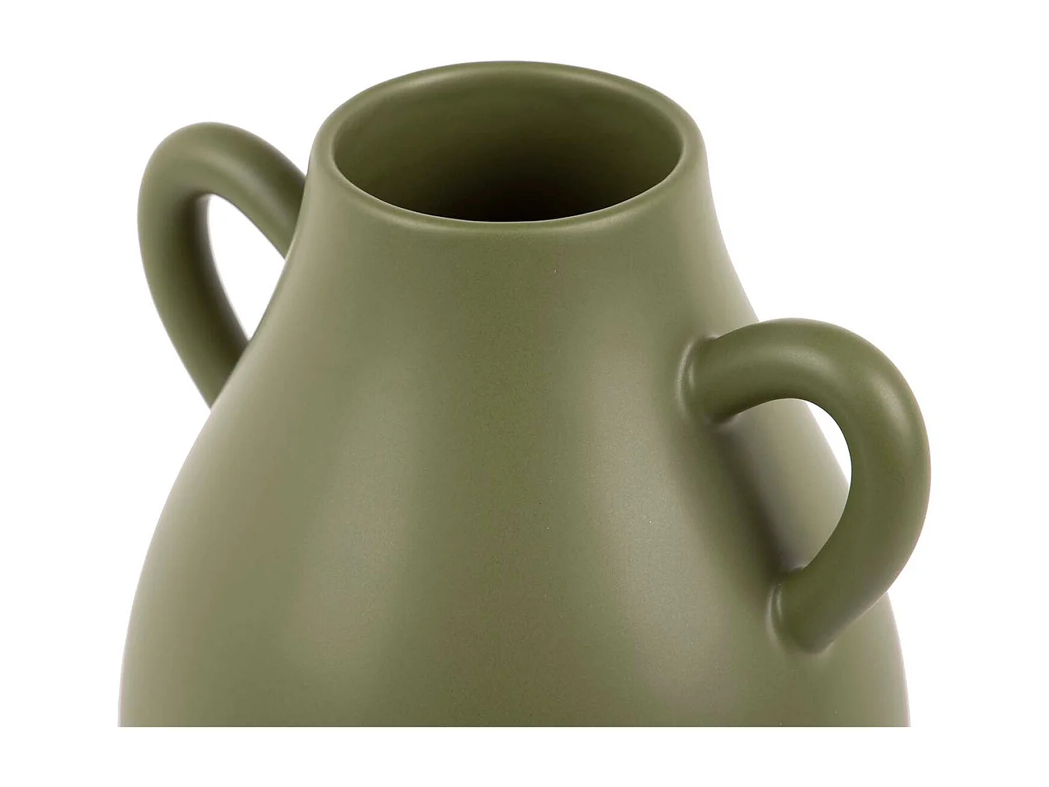 Florero Ceramica Asas Verde Mate 20x17x22 Cm