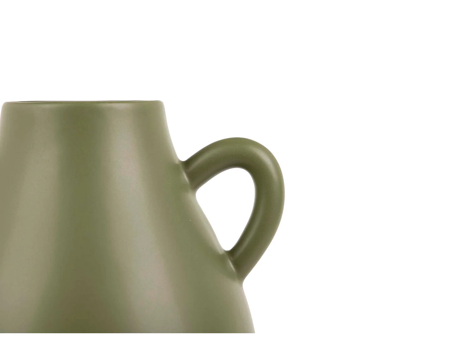 Florero Ceramica Asas Verde Mate 20x17x22 Cm