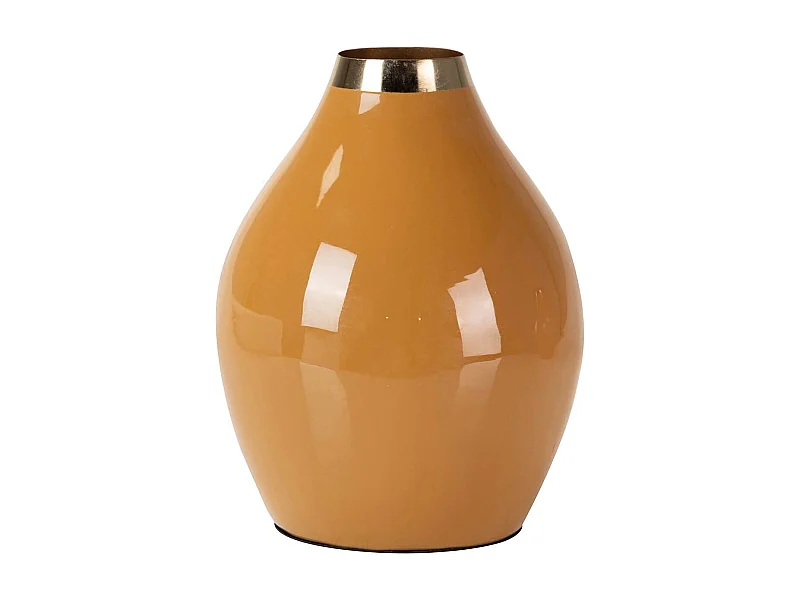 Florero Metal Dorado Mostaza 18x18x26 Cm