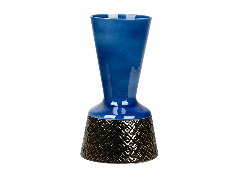 Florero Ceramica Azul Dorado 19x19x34 Cm