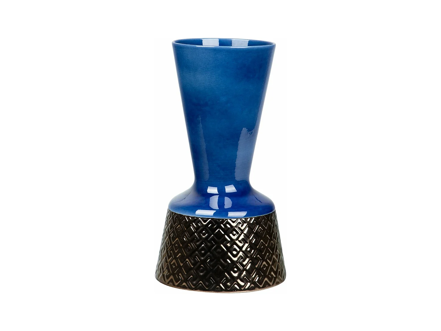 Florero Ceramica Azul Dorado 19x19x34 Cm