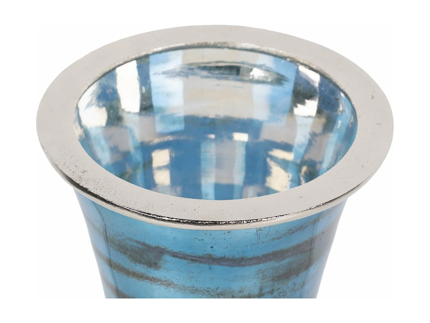 Florero Cristal / Aluminio Nickel 19x19x82 Cm