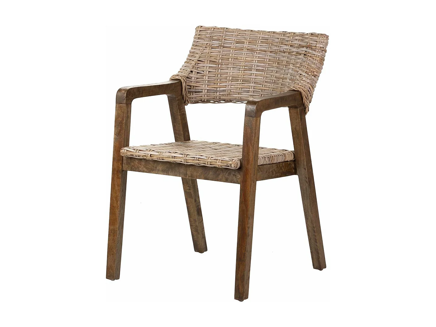 Silla Con Brazo Ratan Madera Natural 54x57x81 Cm