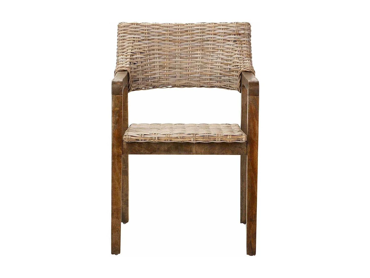 Silla Con Brazo Ratan Madera Natural 54x57x81 Cm