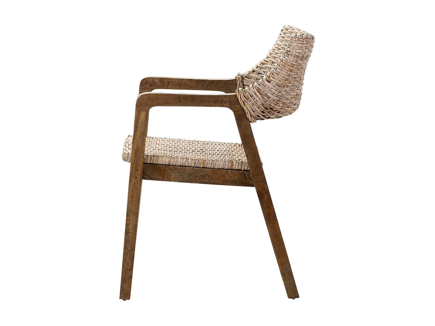 Silla Con Brazo Ratan Madera Natural 54x57x81 Cm