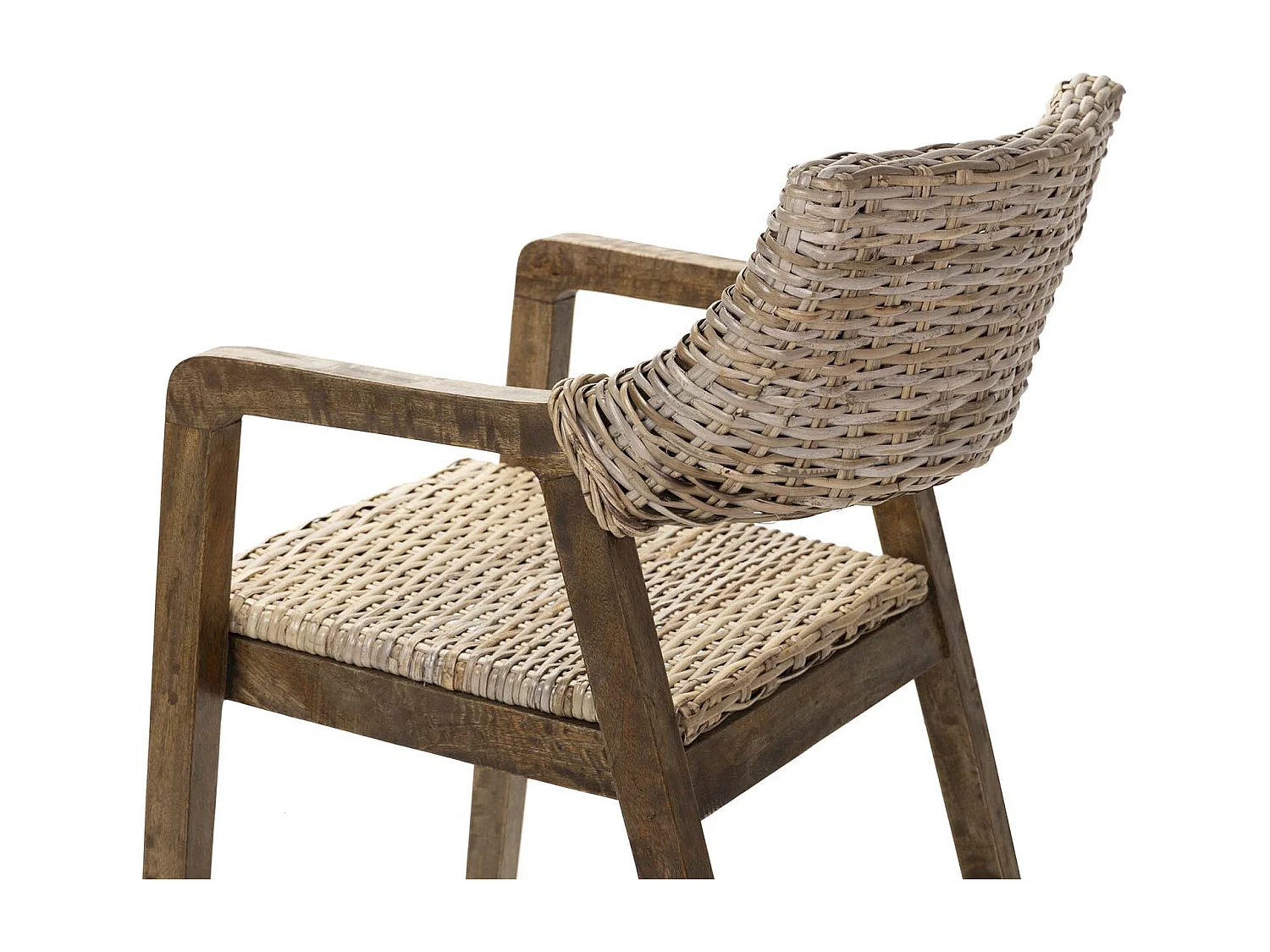 Silla Con Brazo Ratan Madera Natural 54x57x81 Cm