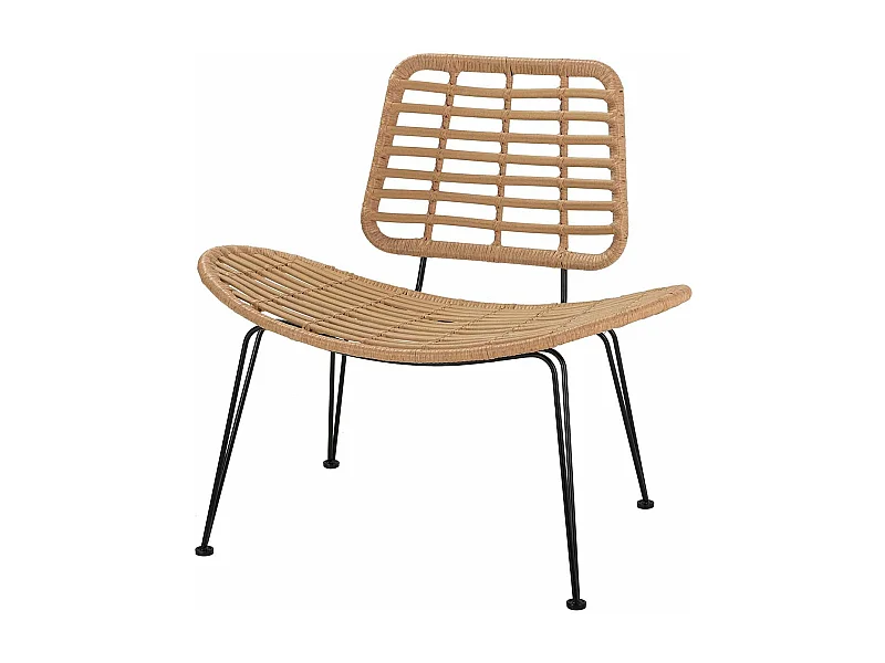 Silla Ratan Sintetico Natural Negro 87x63x79 Cm