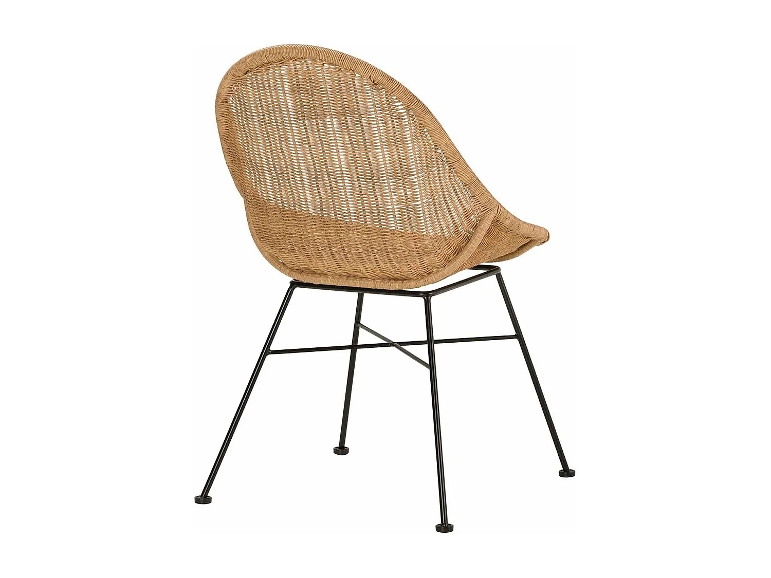 Silla Ratan Sintetico Natural Negro 52x62x84 Cm