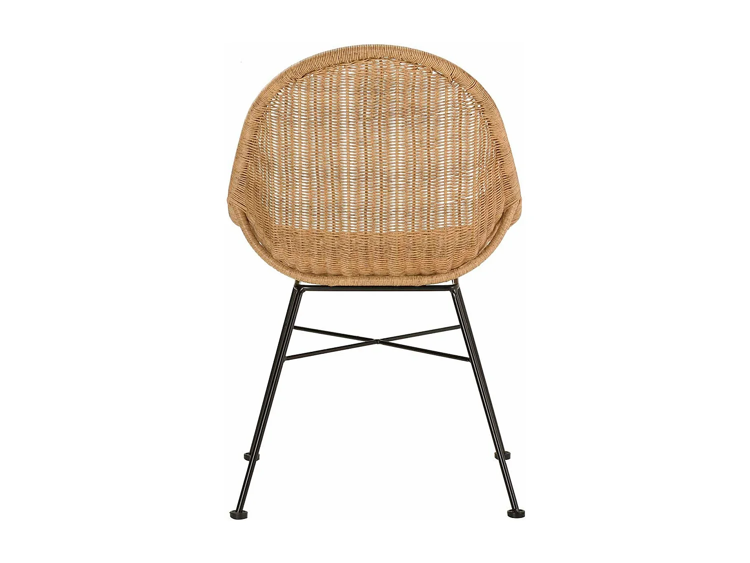 Silla Ratan Sintetico Natural Negro 52x62x84 Cm