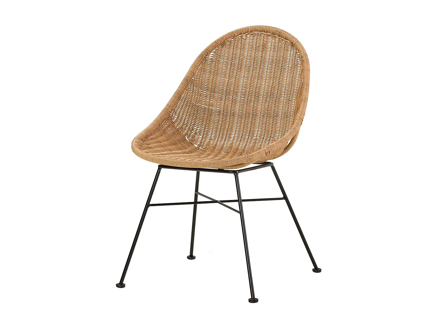 Silla Ratan Sintetico Natural Negro 52x62x84 Cm