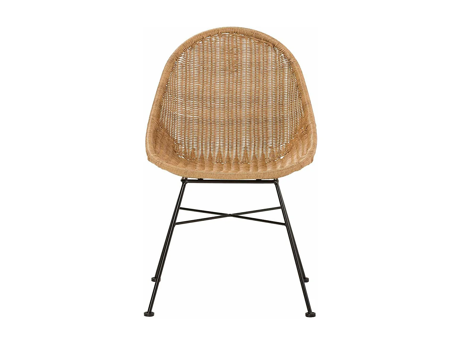 Silla Ratan Sintetico Natural Negro 52x62x84 Cm