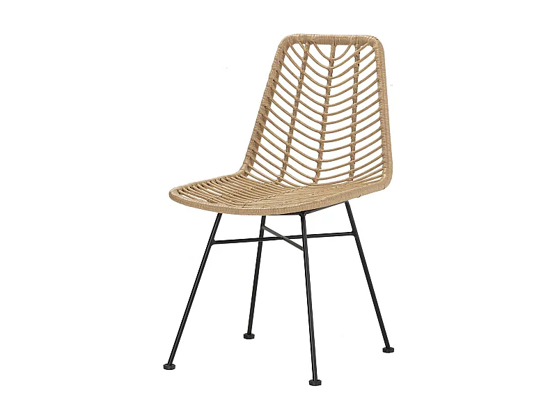 SILLA RATAN SINTETICO NATURAL NEGRO 46x60x83 CM