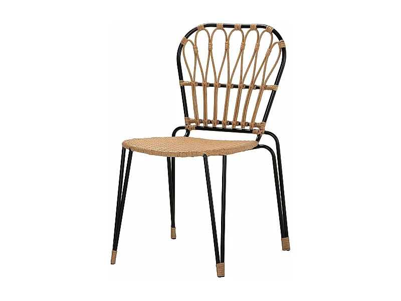 Silla Ratan Sintetico Natural Negro 47x58x86 Cm