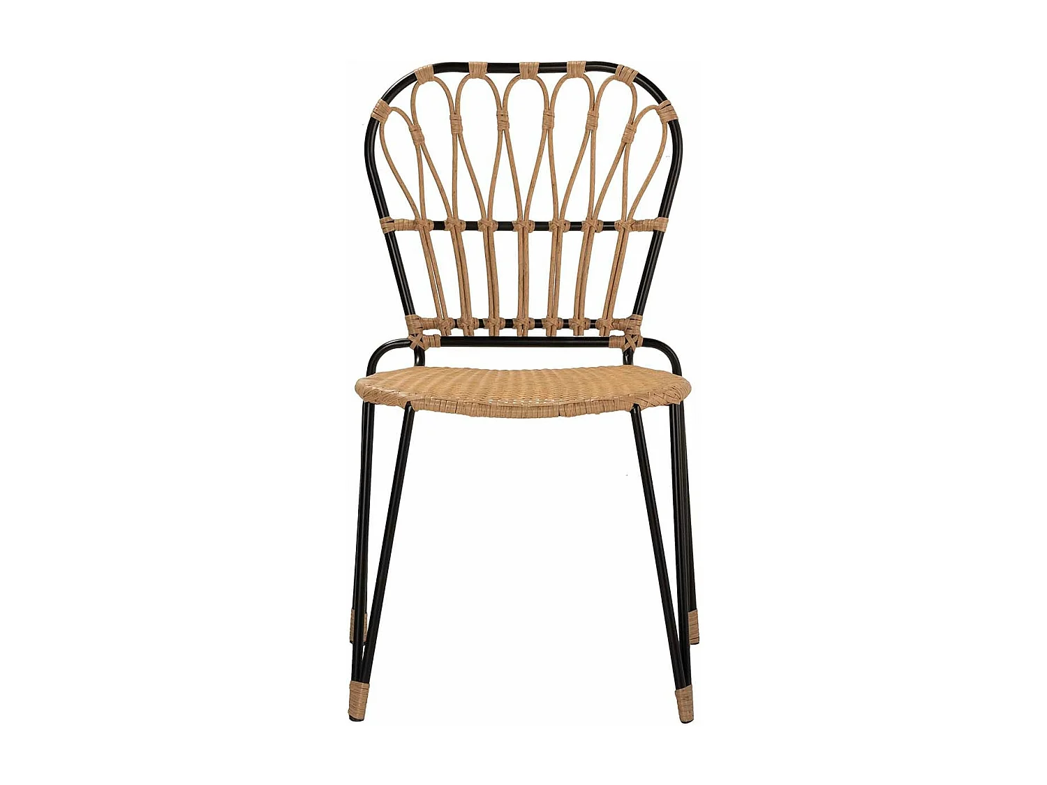 Silla Ratan Sintetico Natural Negro 47x58x86 Cm