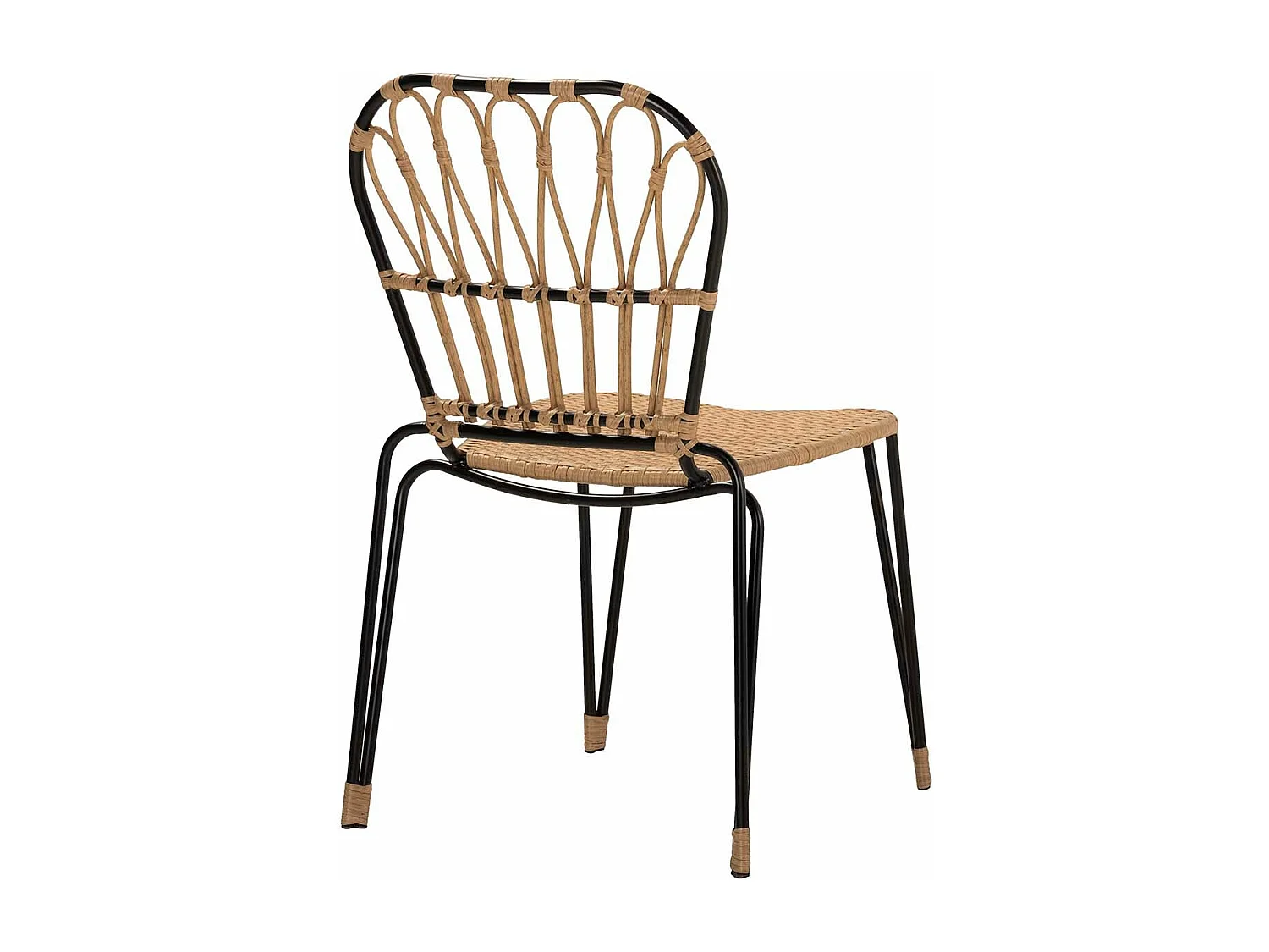 Silla Ratan Sintetico Natural Negro 47x58x86 Cm