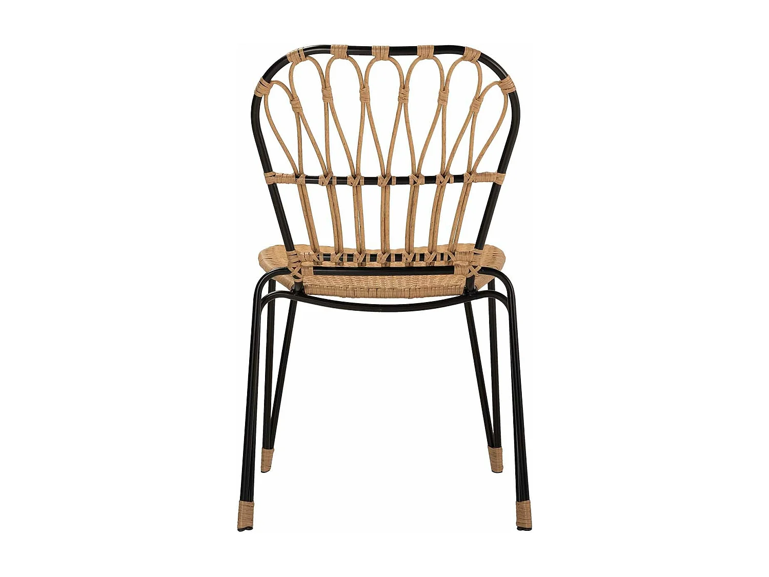 Silla Ratan Sintetico Natural Negro 47x58x86 Cm