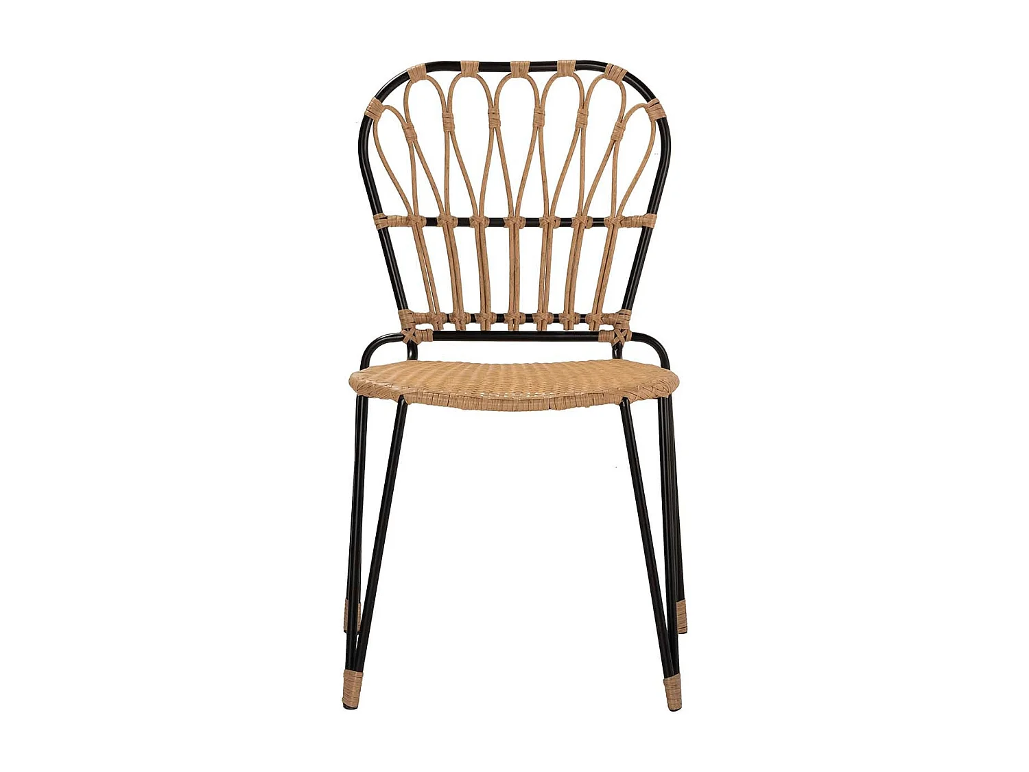 Silla Ratan Sintetico Natural Negro 47x58x86 Cm