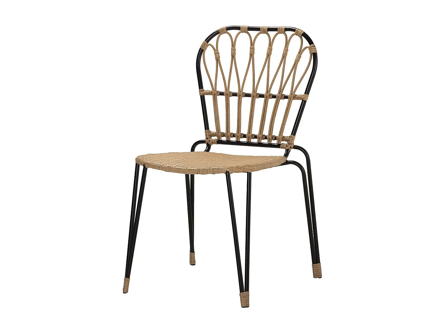 Silla Ratan Sintetico Natural Negro 47x58x86 Cm