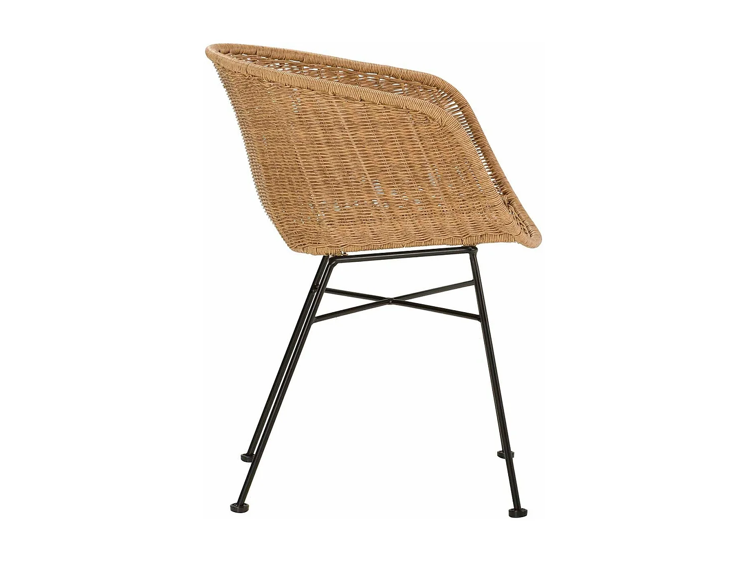 Silla Ratan Sintetico Natural Negro 58x57x78 Cm