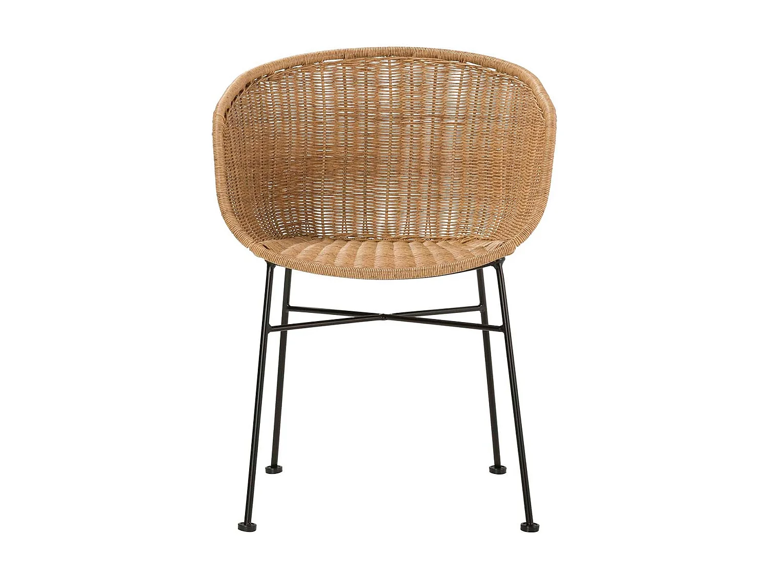 Silla Ratan Sintetico Natural Negro 58x57x78 Cm