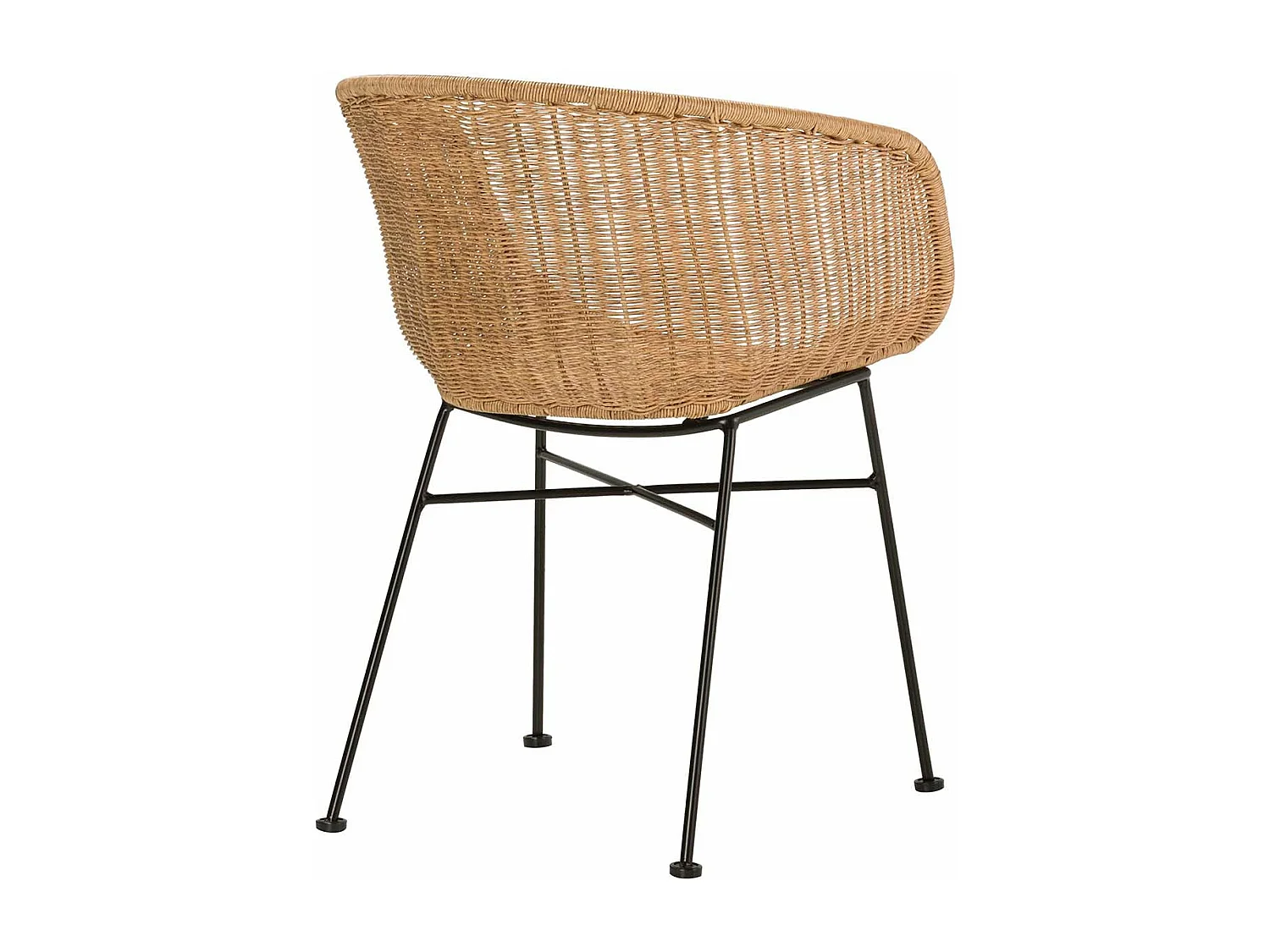 Silla Ratan Sintetico Natural Negro 58x57x78 Cm