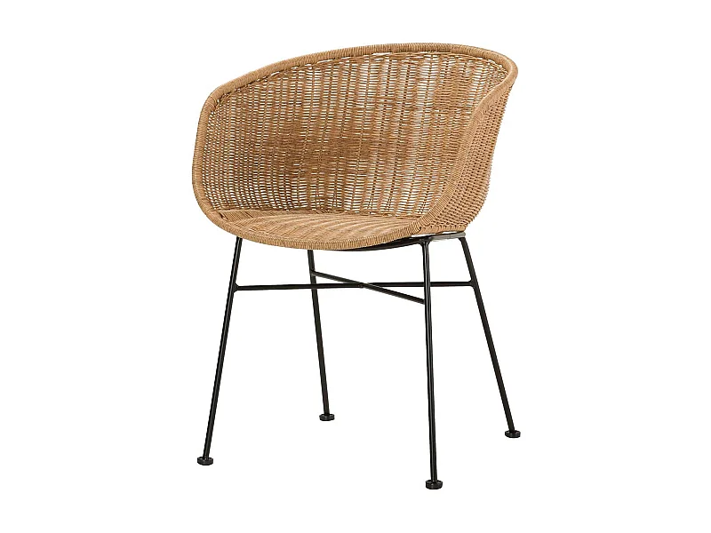 Silla Ratan Sintetico Natural Negro 58x57x78 Cm