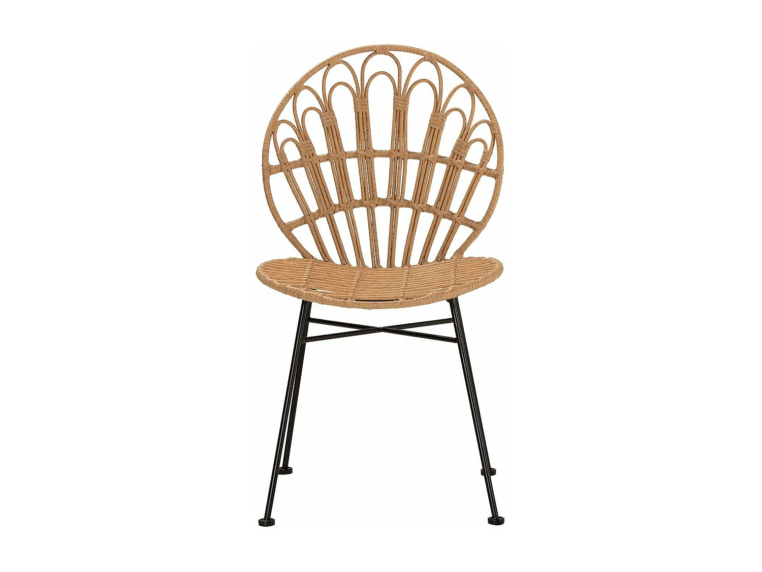 Silla Ratan Sintetico Natural Negro 53x56x82 Cm