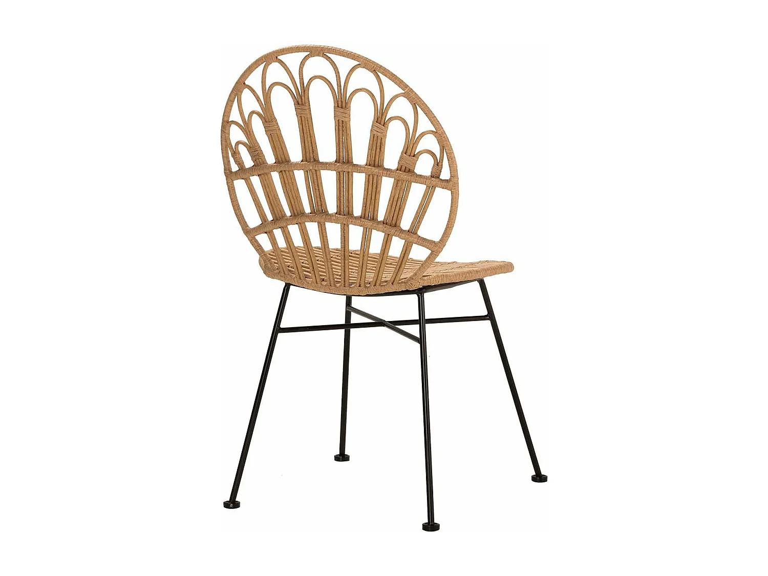 Silla Ratan Sintetico Natural Negro 53x56x82 Cm