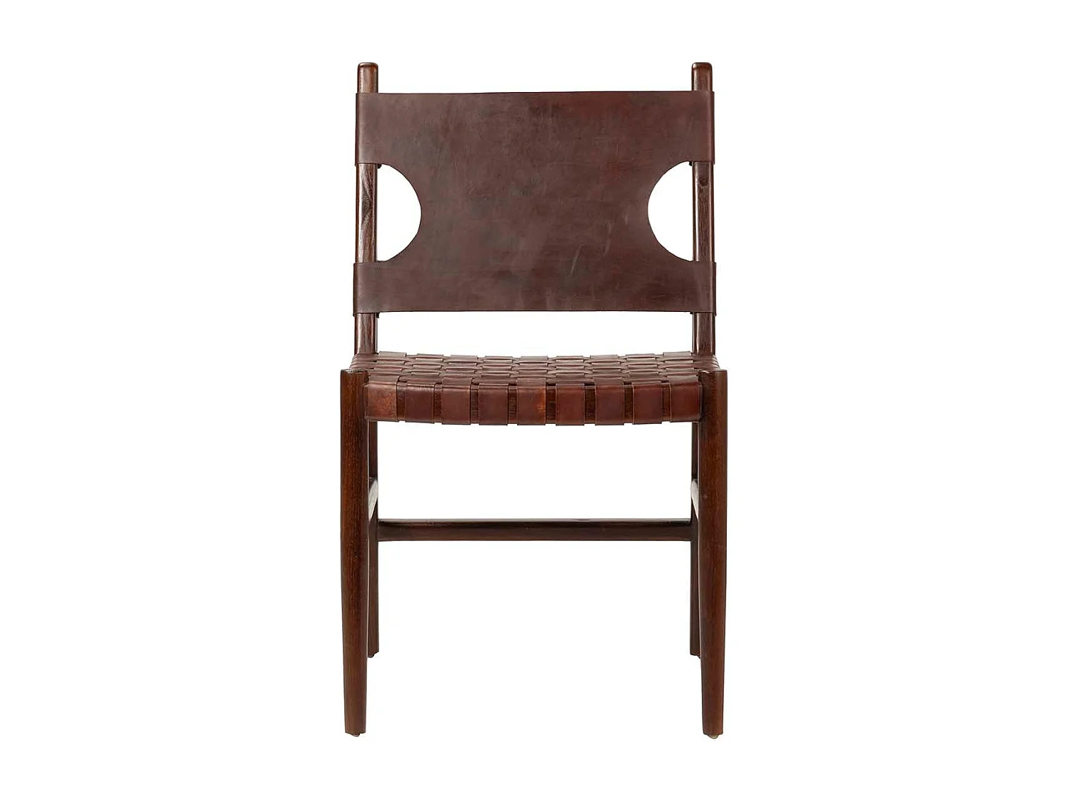 Silla Madera Teka Cuero 51x52x85 Cm