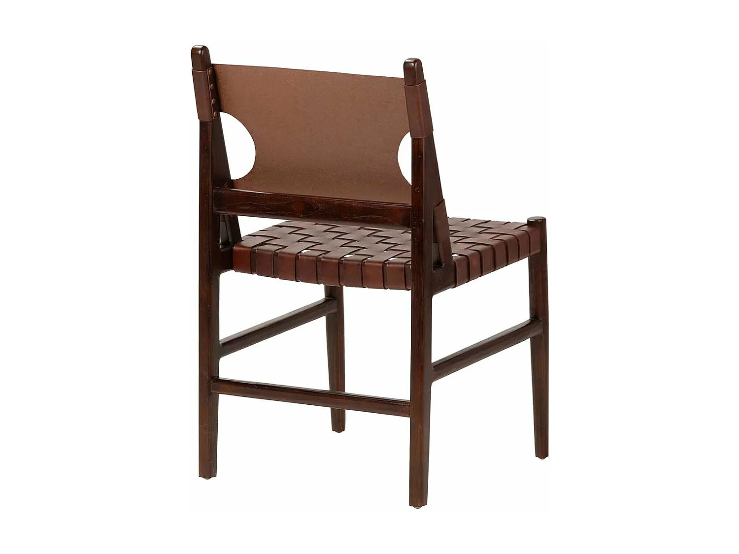 Silla Madera Teka Cuero 51x52x85 Cm