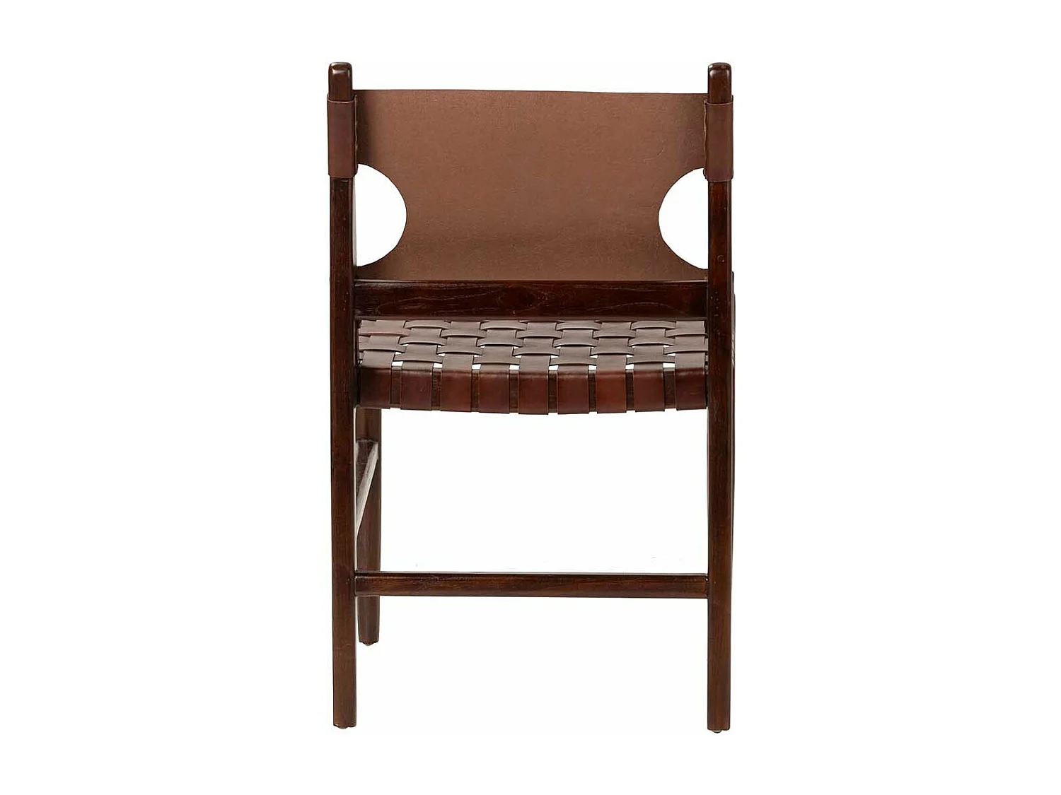 Silla Madera Teka Cuero 51x52x85 Cm