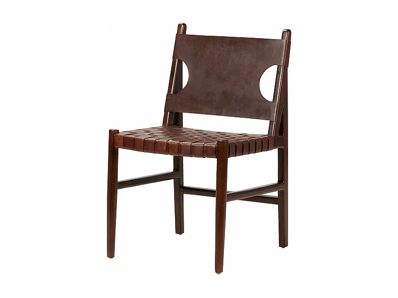 Silla Madera Teka Cuero 51x52x85 Cm