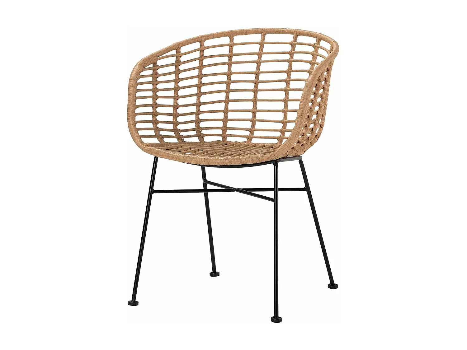 Silla Ratan Sintetico Natural Negro 58x56x77 Cm