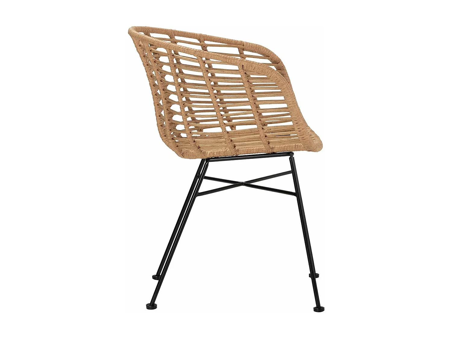 Silla Ratan Sintetico Natural Negro 58x56x77 Cm