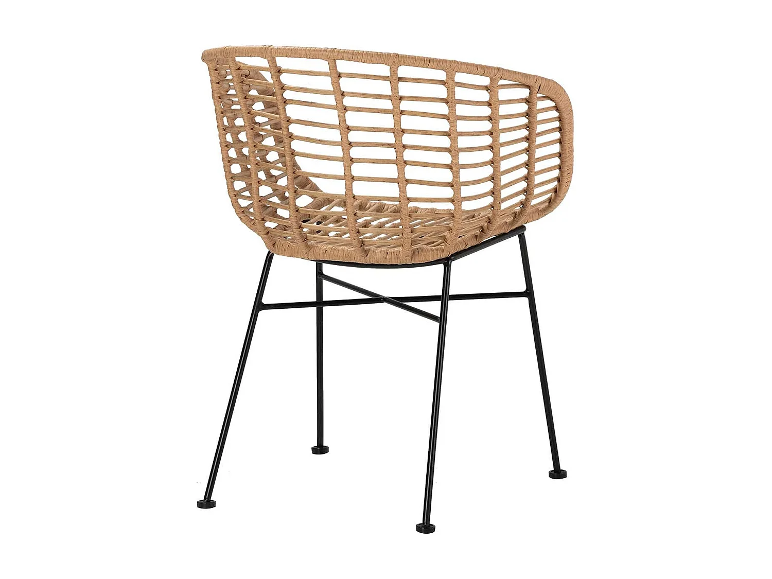 Silla Ratan Sintetico Natural Negro 58x56x77 Cm