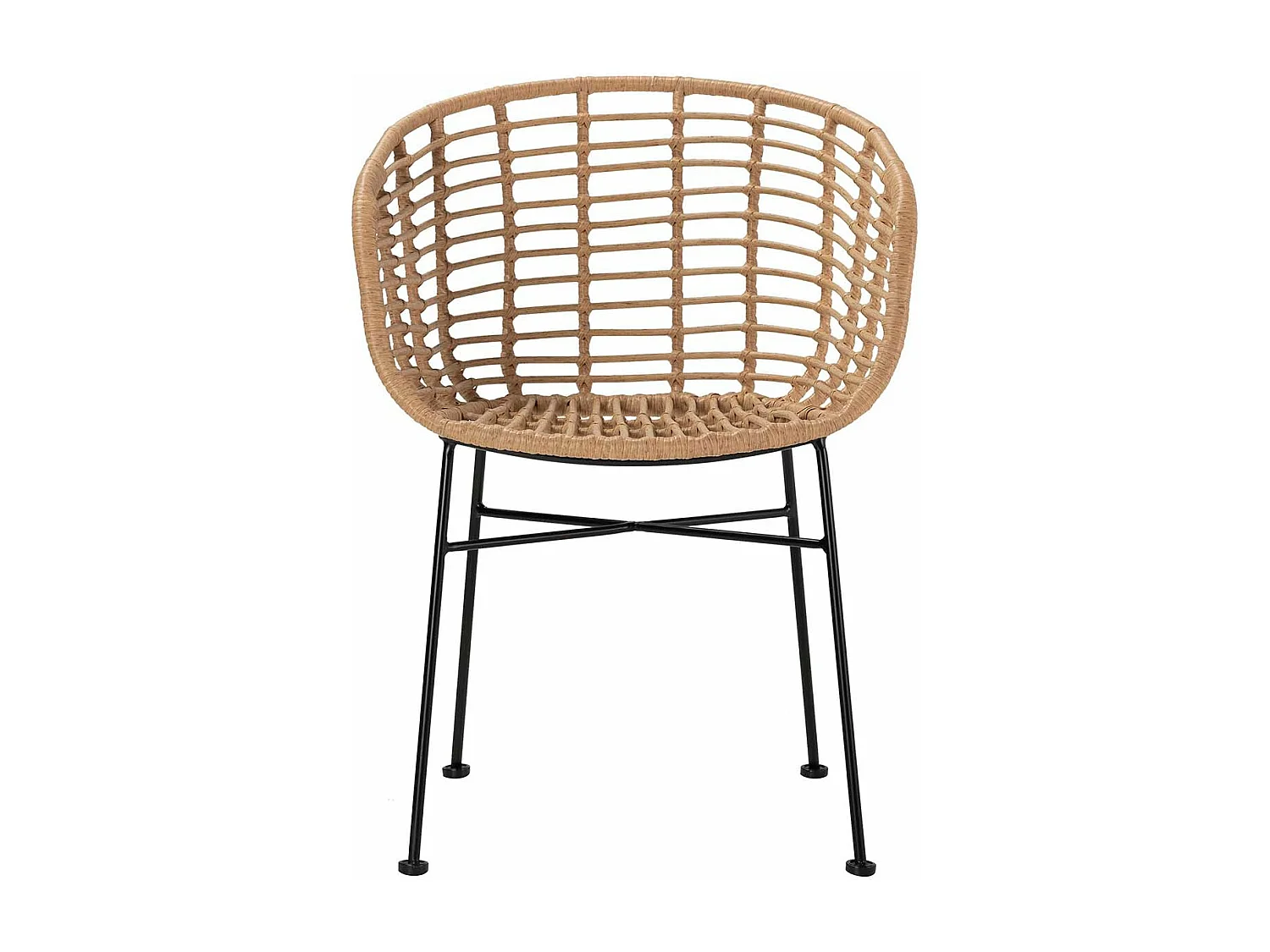 Silla Ratan Sintetico Natural Negro 58x56x77 Cm