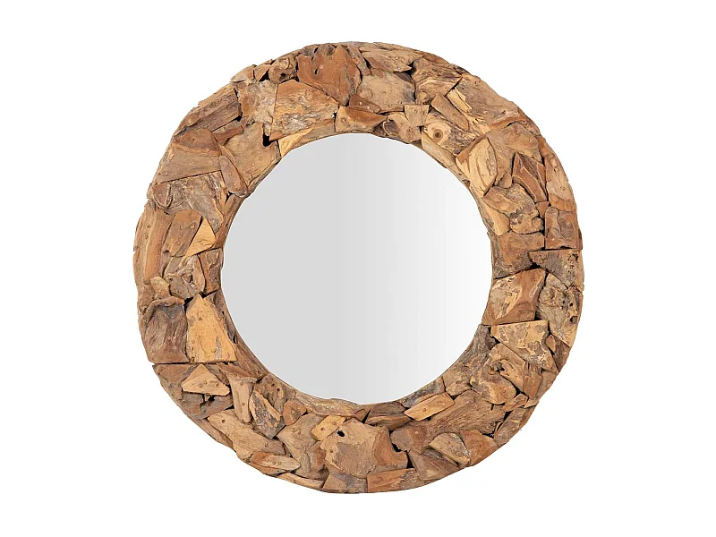 Espejo Madera Teca Natural 100x7x100 Cm