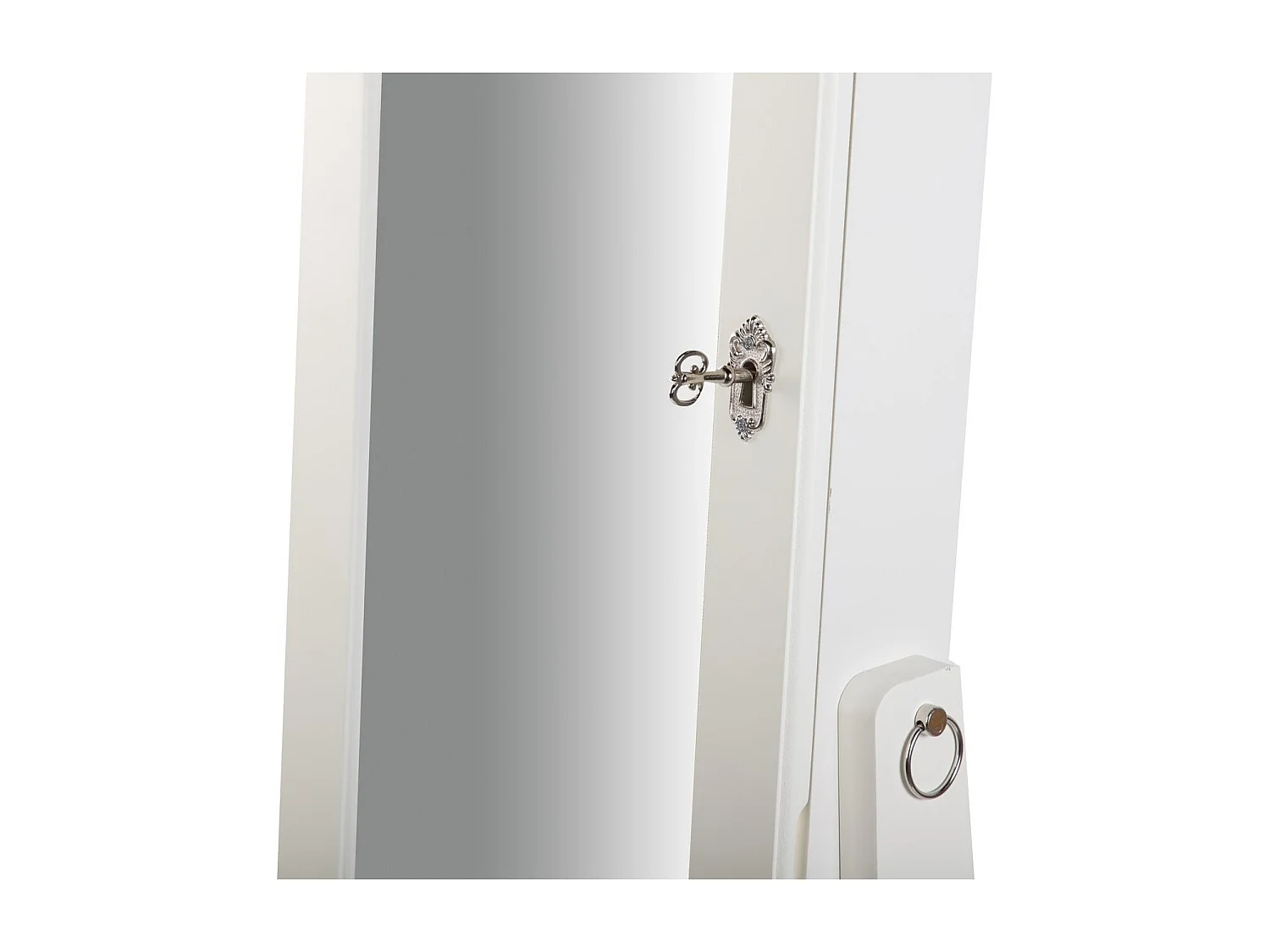 Espejo Joyero Madera Blanco 38x38x140 Cm