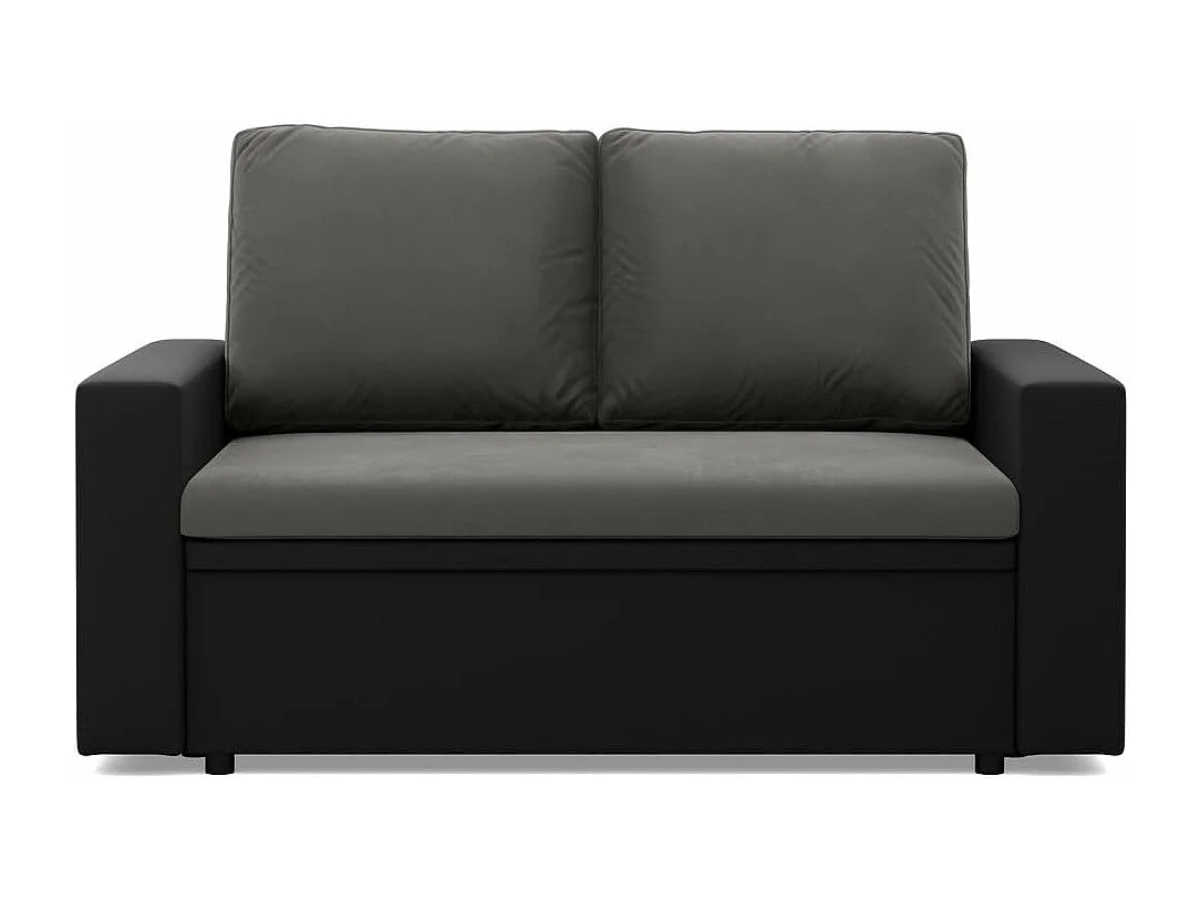 Canapé 2 places avec fonction sommeil, Gris foncé + Noir