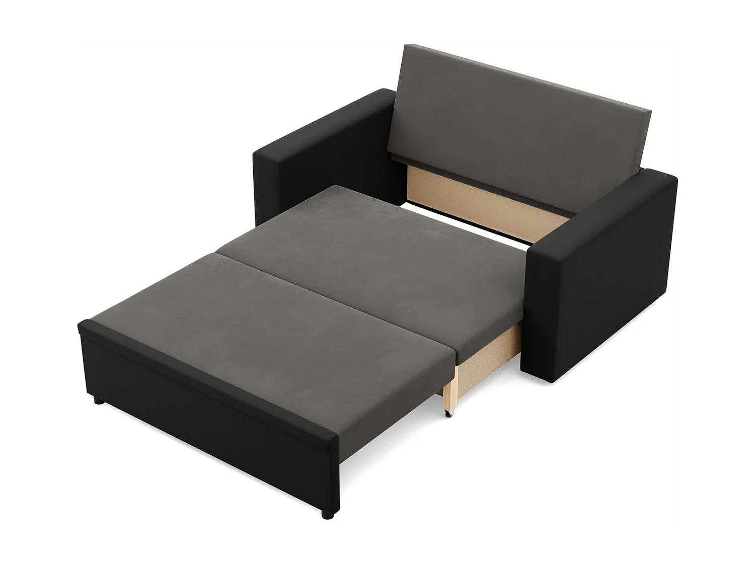 Canapé 2 places avec fonction sommeil, Gris foncé + Noir