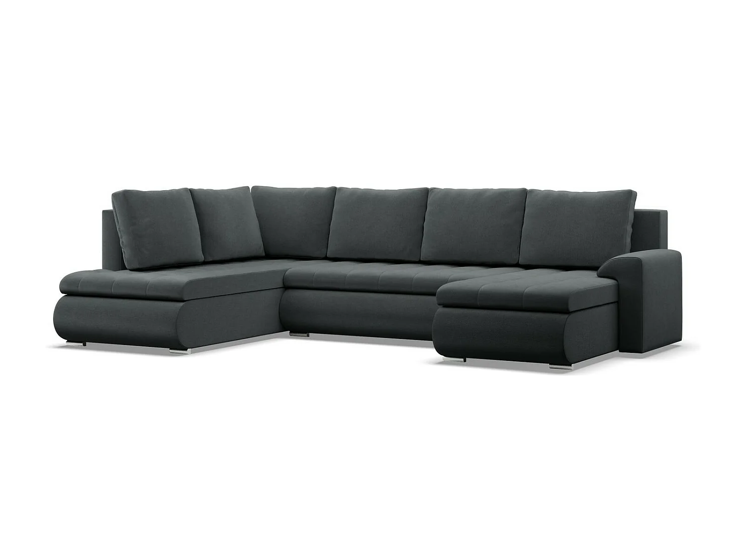 Canapé d'angle en U avec fonction sommeil, Ottoman, Gris foncé