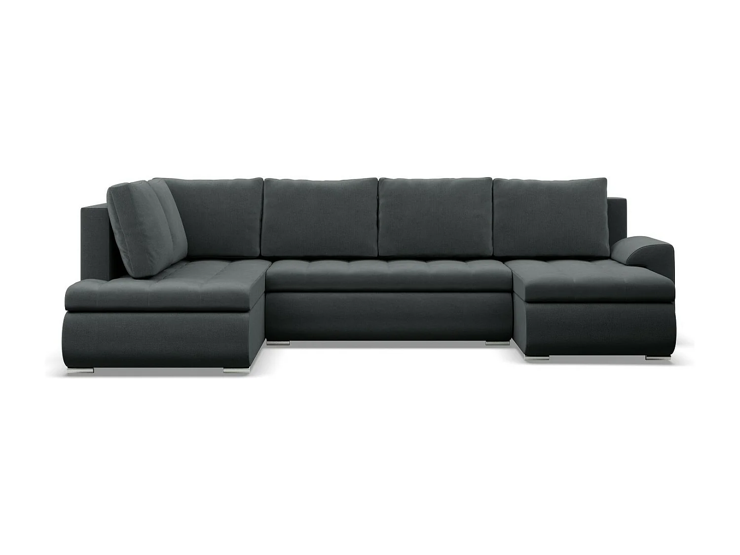 Canapé d'angle en U avec fonction sommeil, Ottoman, Gris foncé