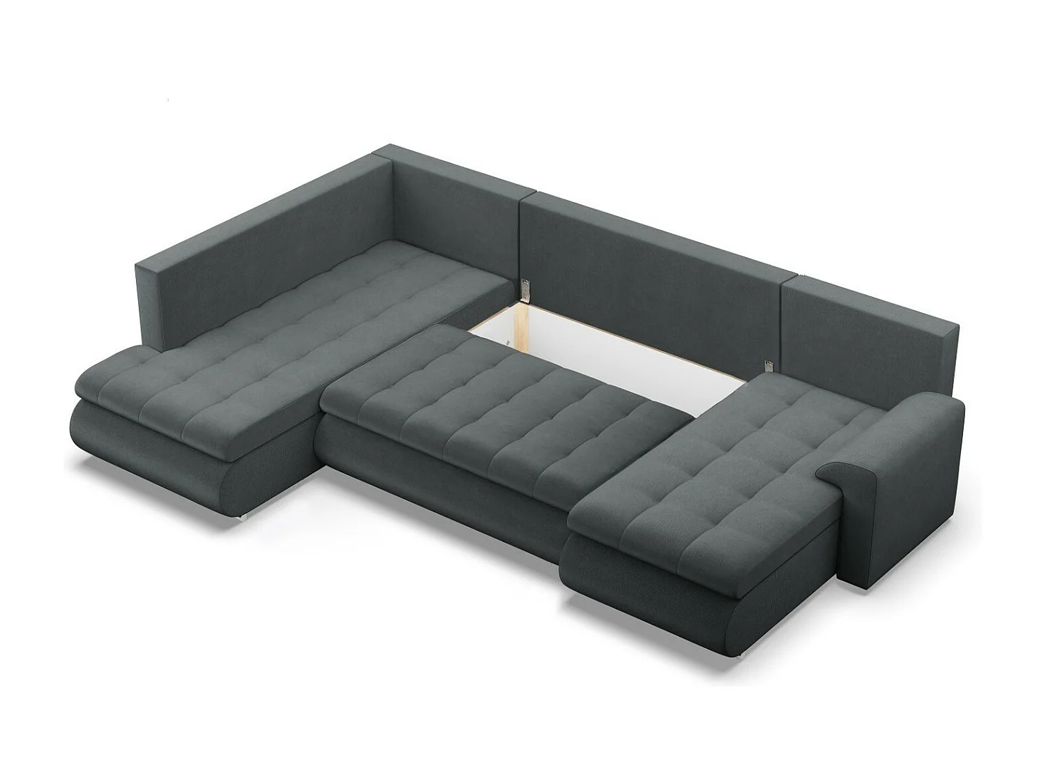 Canapé d'angle en U avec fonction sommeil, Ottoman, Gris foncé