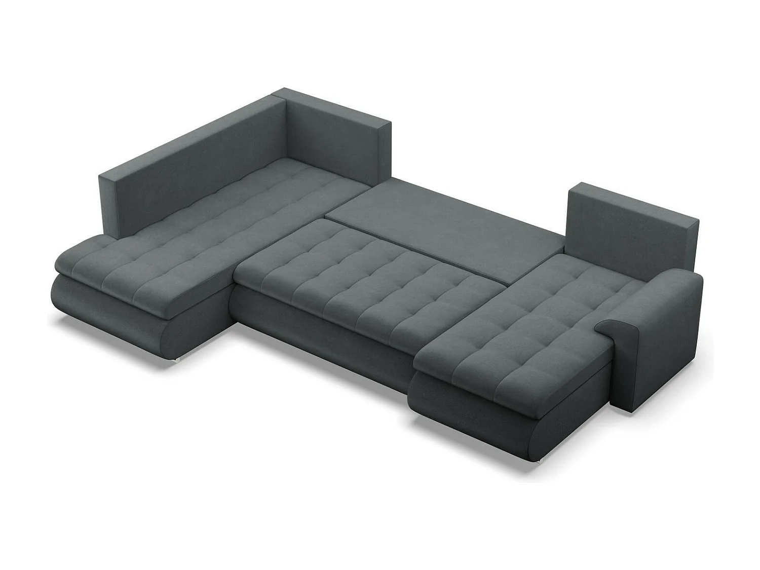 Canapé d'angle en U avec fonction sommeil, Ottoman, Gris foncé