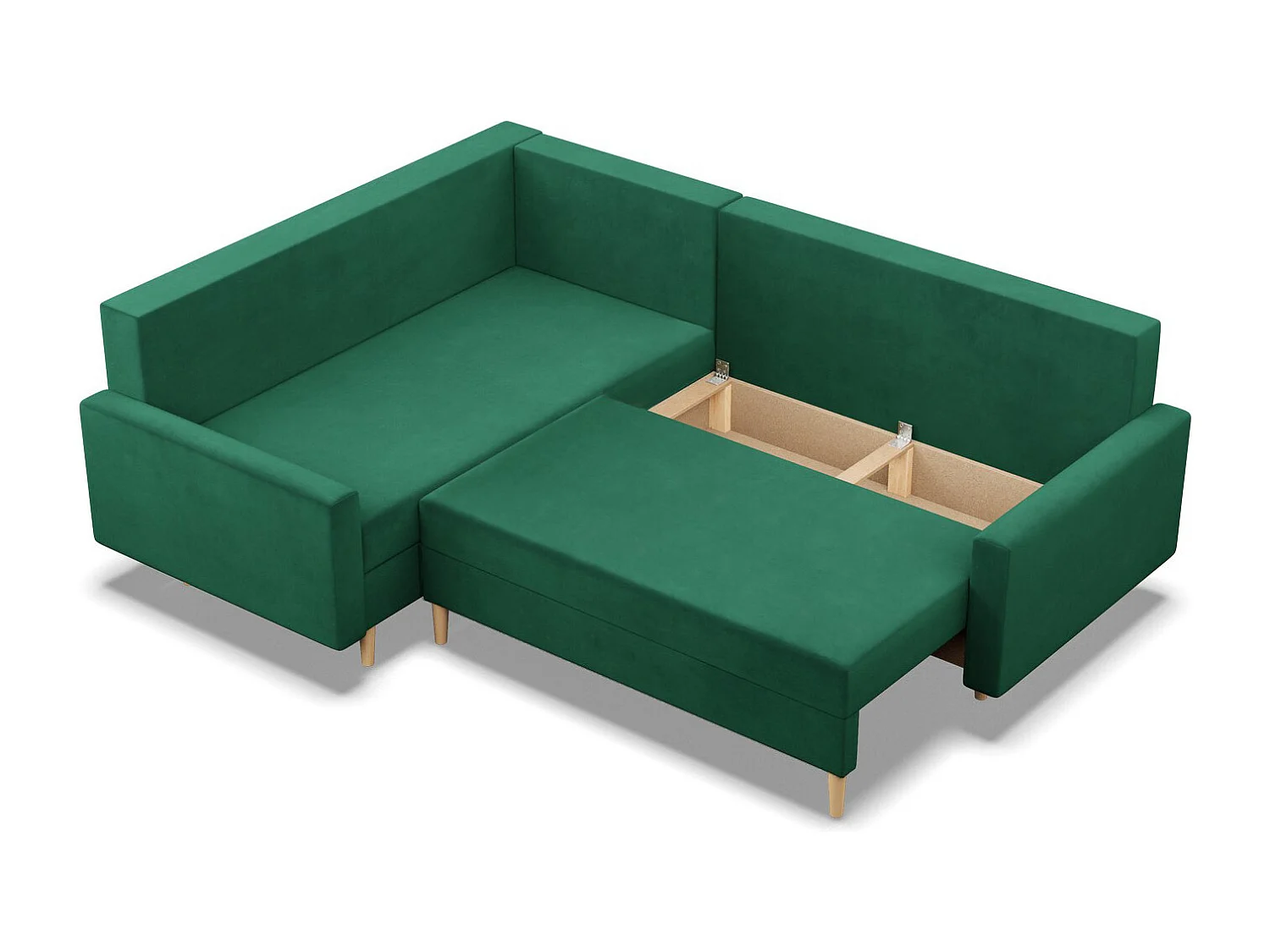 Narożnik lewy z funkcją spania, dwustronna poduszka, kolor zielony